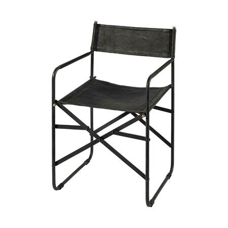 GFANCY FIXTURES Black Leather with Black Iron Frame Dining Chair GF3094815